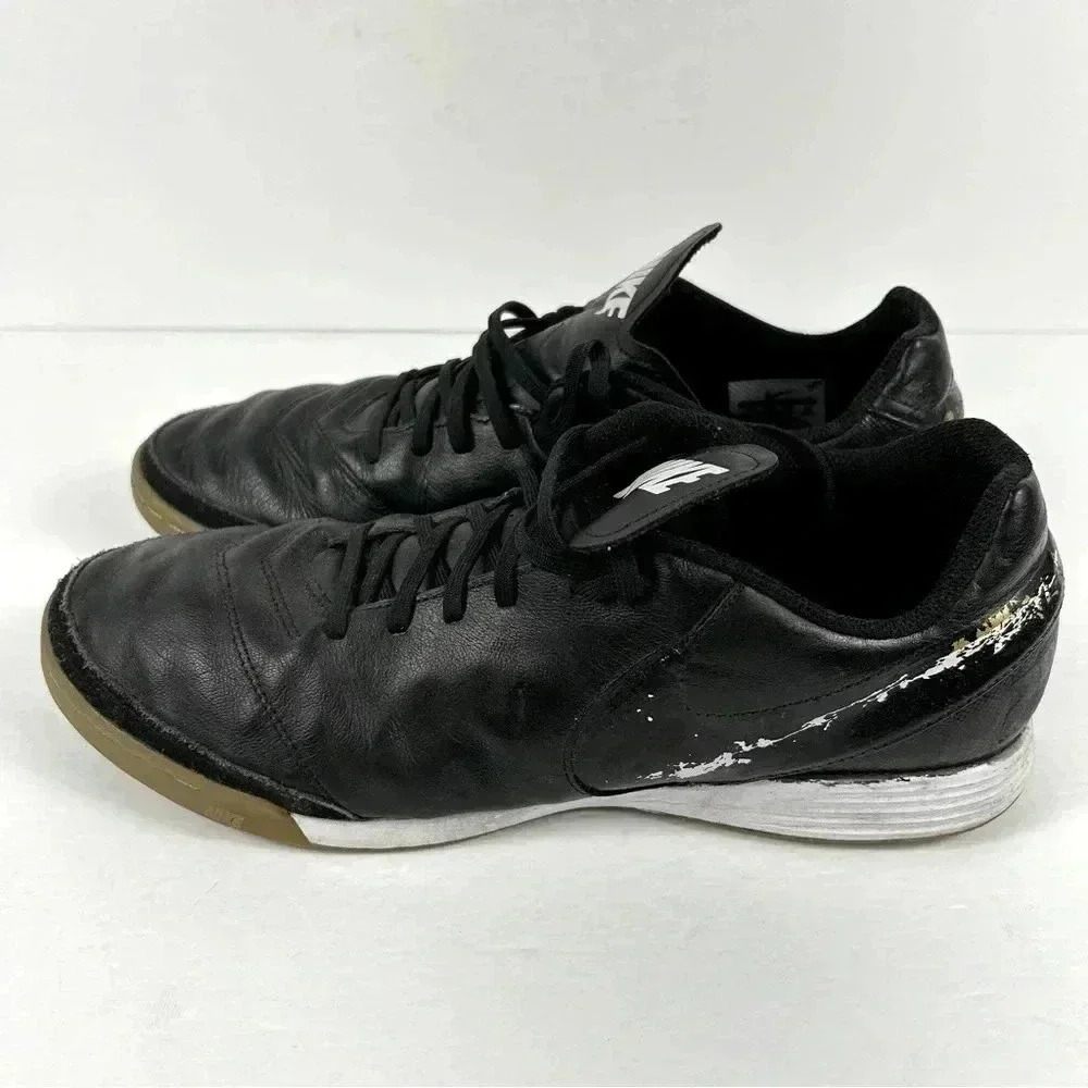 Nike Tiempo X Genio II Mens 12  Leather IC Turf Soccer Shoes Black